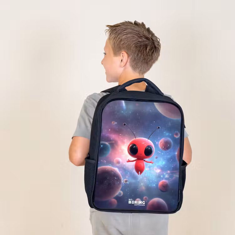 Kids backpack - Black - Red Space Being in Cosmic Dance — 2