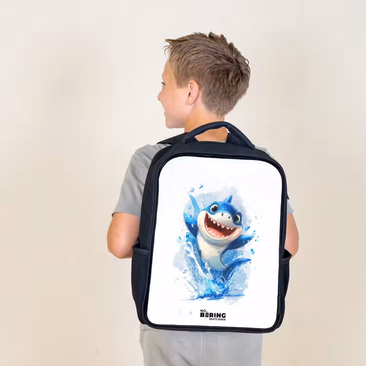 Kids backpack - Black - Shark - Teeth - Water — 2