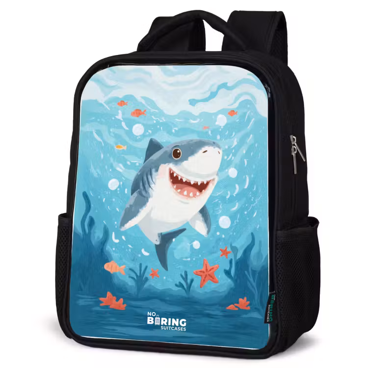 Kids backpack - Black - Shark - Water - Sea — 4