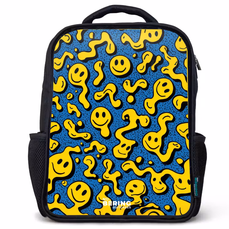 Kids backpack - Black - Smiley - Blue - Yellow — 1