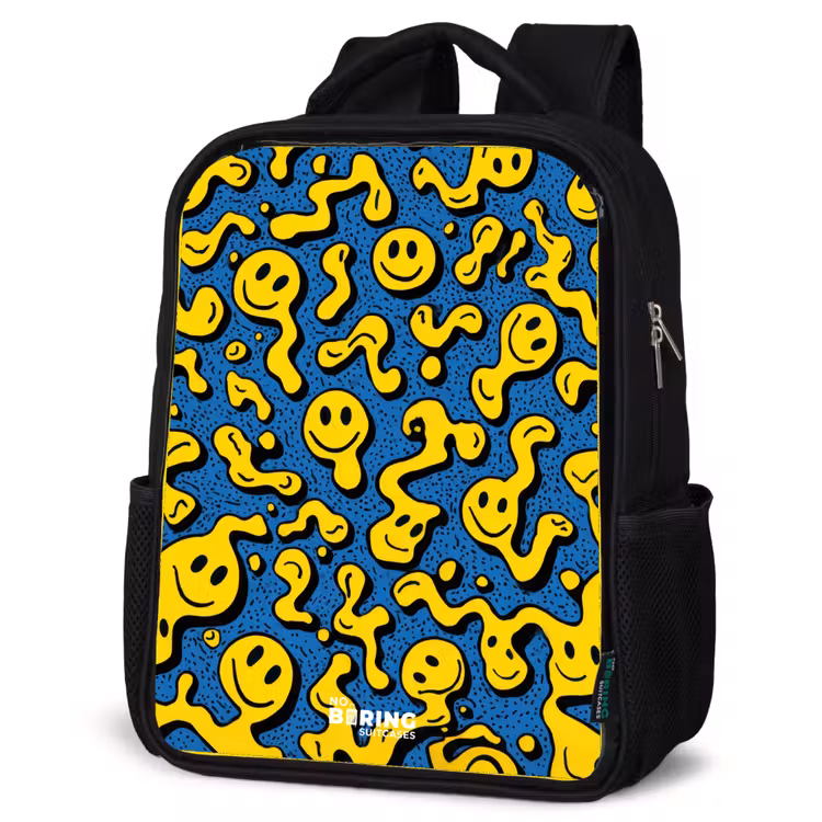 Kids backpack - Black - Smiley - Blue - Yellow — 4