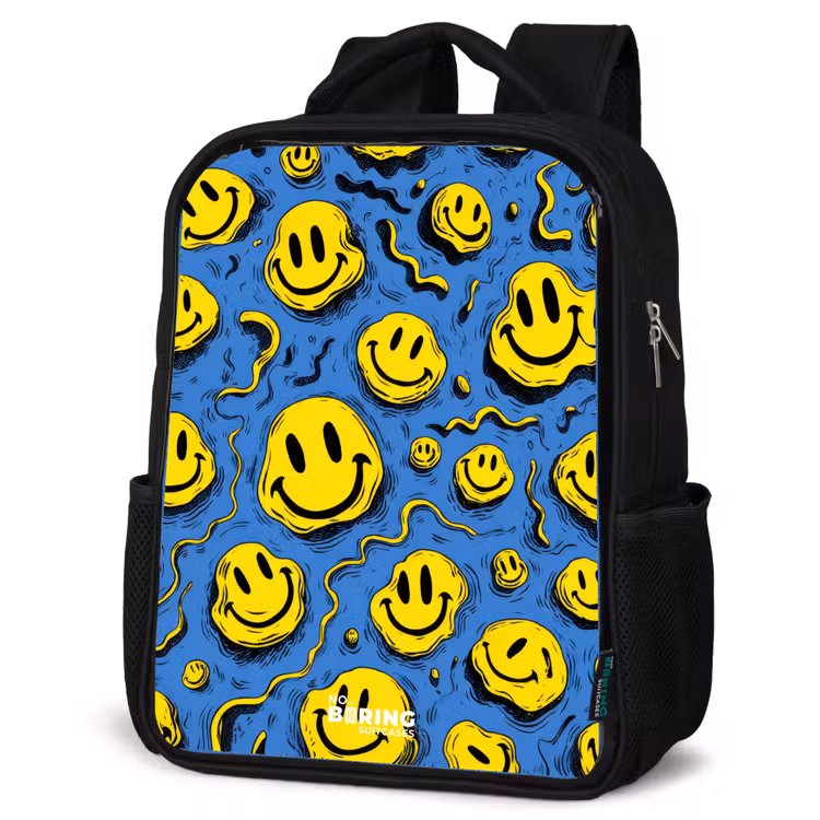 Kids backpack - Black - Smiley - Yellow - Blue — 4