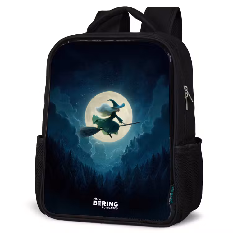 Kids backpack - Black - Witch in Moonlight Flight — 4