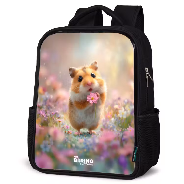 Kids backpack - Black - Hamster - Flower - Nature - Animal — 4