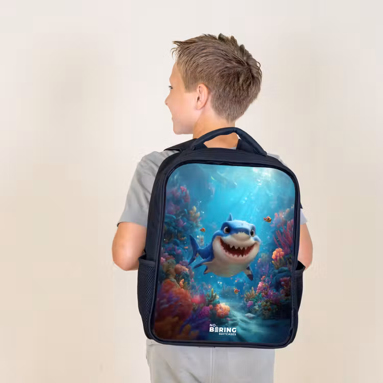 Kids backpack - Black - Reef - Coral - Shark - Animal — 2