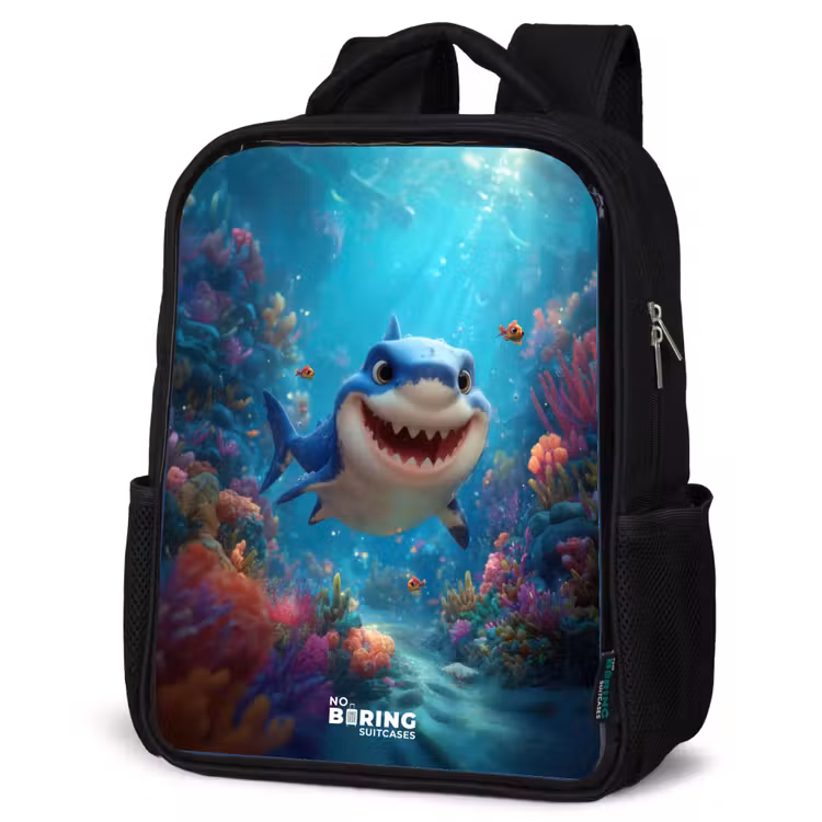 Kids backpack - Black - Reef - Coral - Shark - Animal — 4