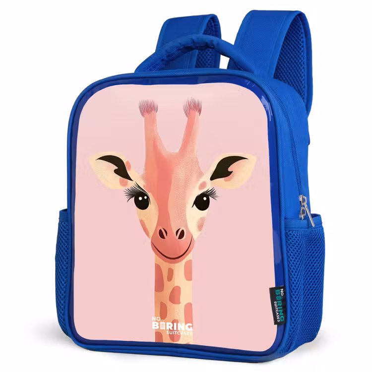 Kids backpack - Blue - Giraffe - Eyelashes - Minimalist - Pink — 3