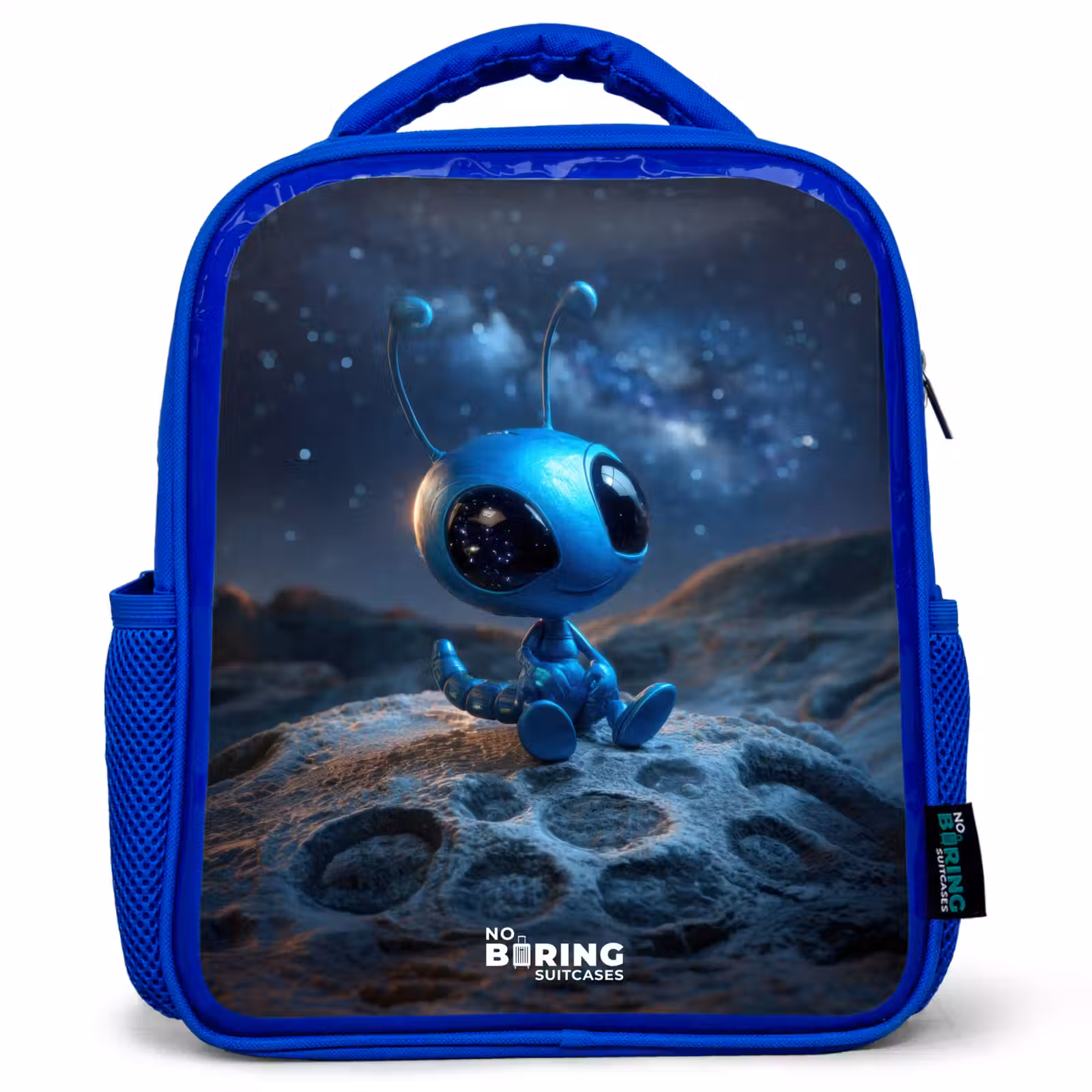 Kids backpack - Blue - Blue alien creature under starry sky — 1