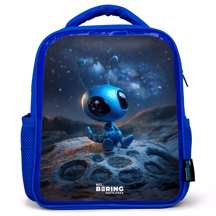 Kids backpack - Blue - Blue alien creature under starry sky — 1