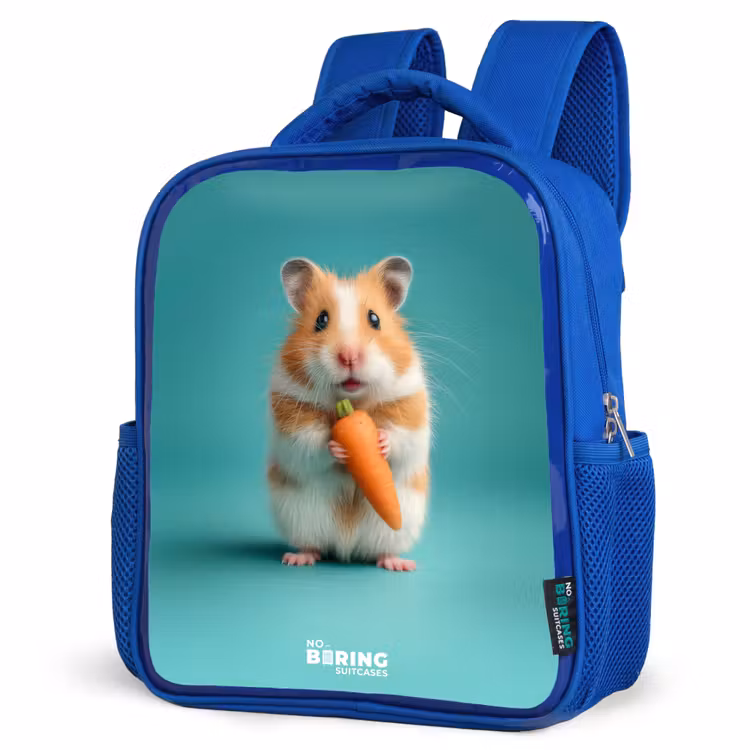 Kids backpack - Blue - Hamster - Carrot - Animal — 3