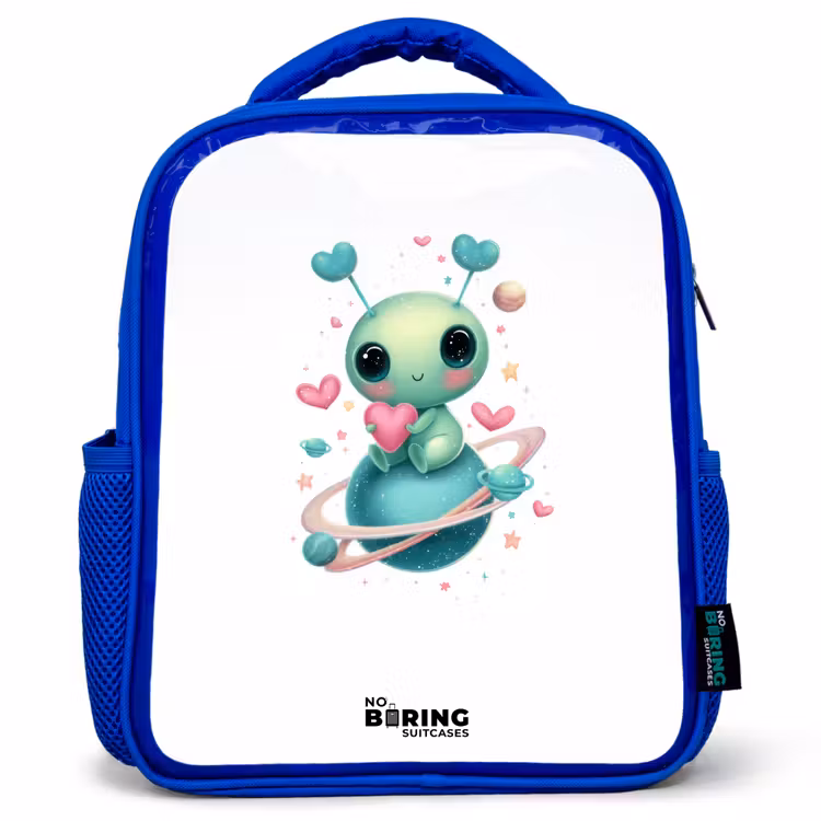 Kids backpack - Blue - Sweet alien creature with heart — 1