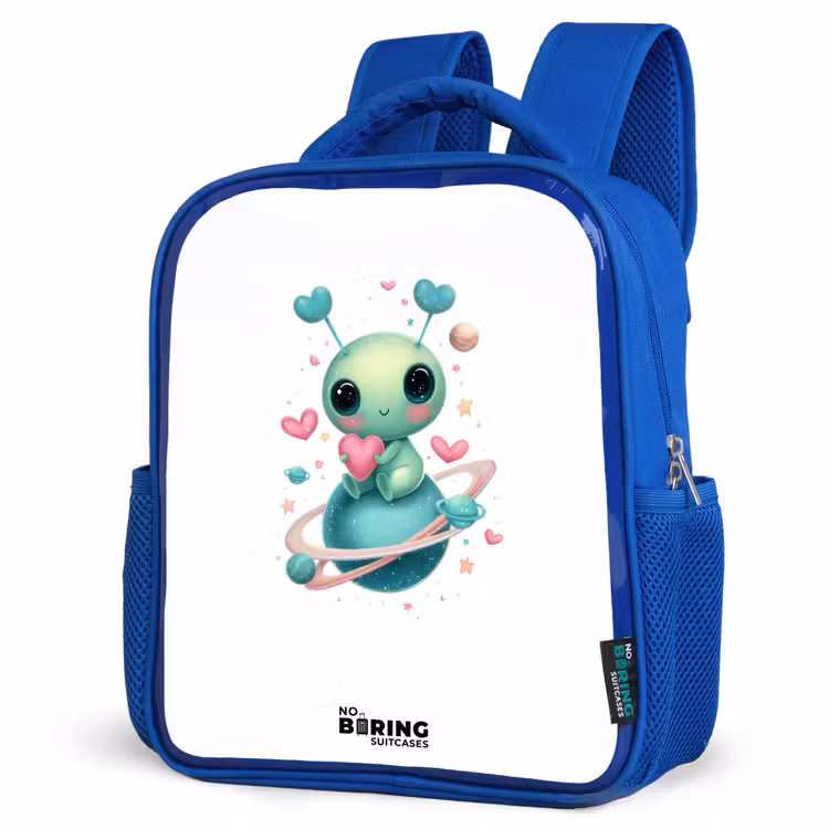 Kids backpack - Blue - Sweet alien creature with heart — 3