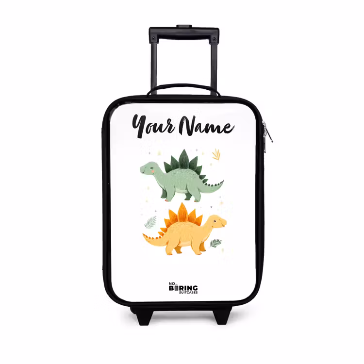 Children's suitcase with name - Dinos - Animals - Green - Orange — 1