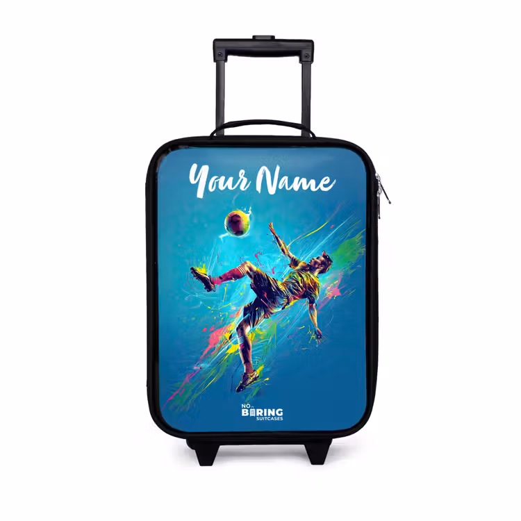 Children's suitcase with name - Neon - Football - Kick - Colorful — 1
