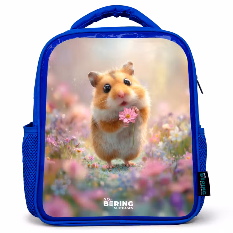Kids backpack - Blue - Hamster - Flower - Nature - Animal — 1