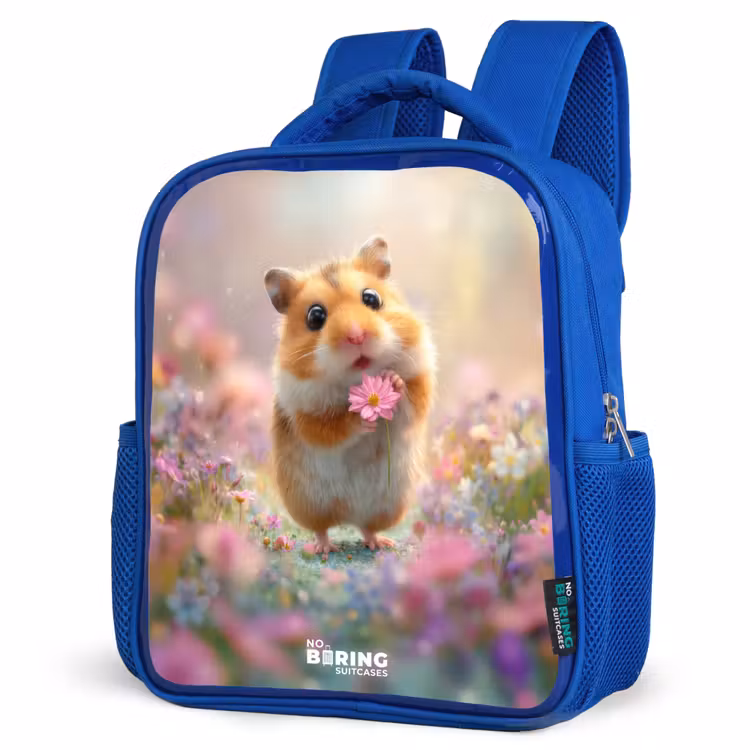 Kids backpack - Blue - Hamster - Flower - Nature - Animal — 3