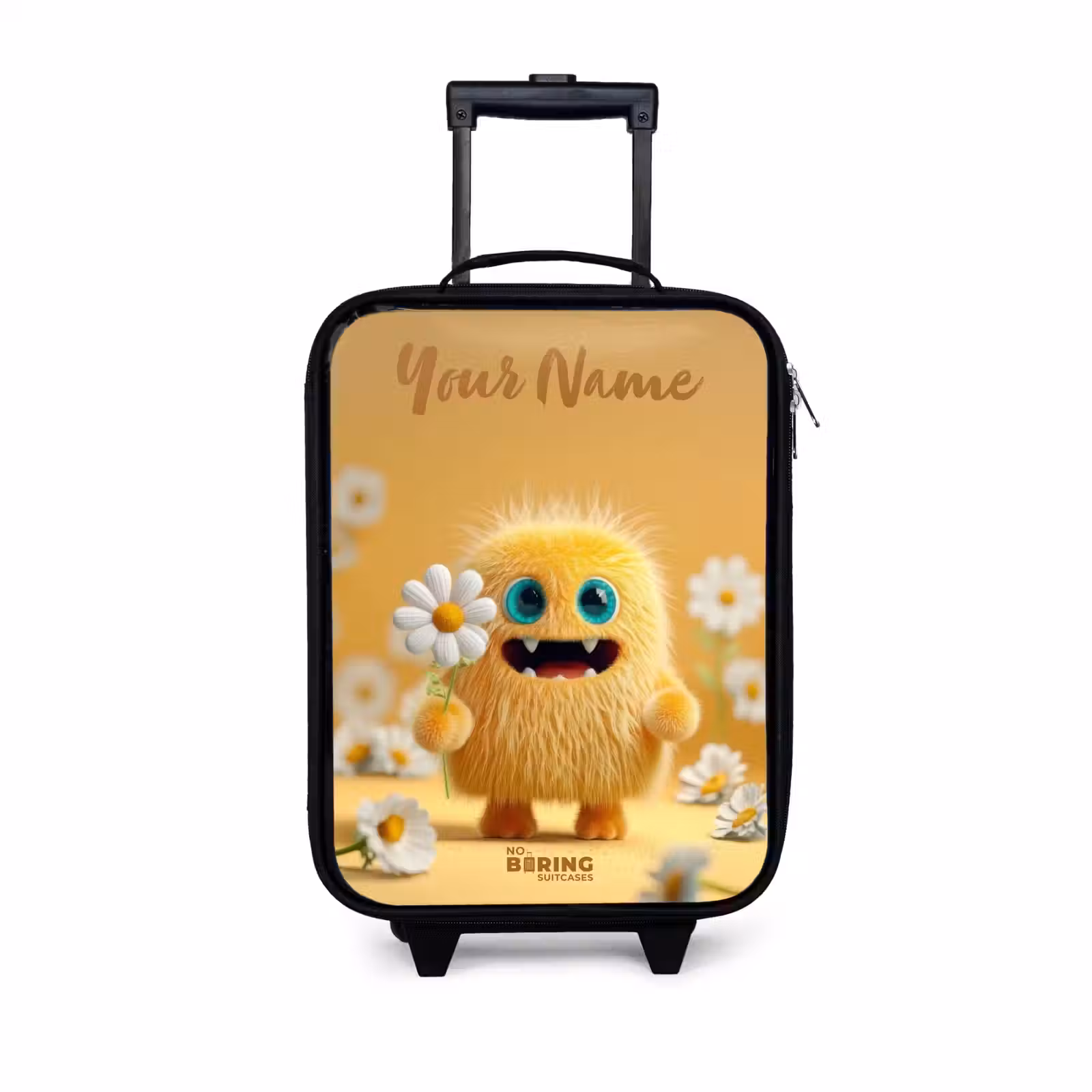 Children's suitcase with name - Monster - Creature - Flower - Yellow — 1