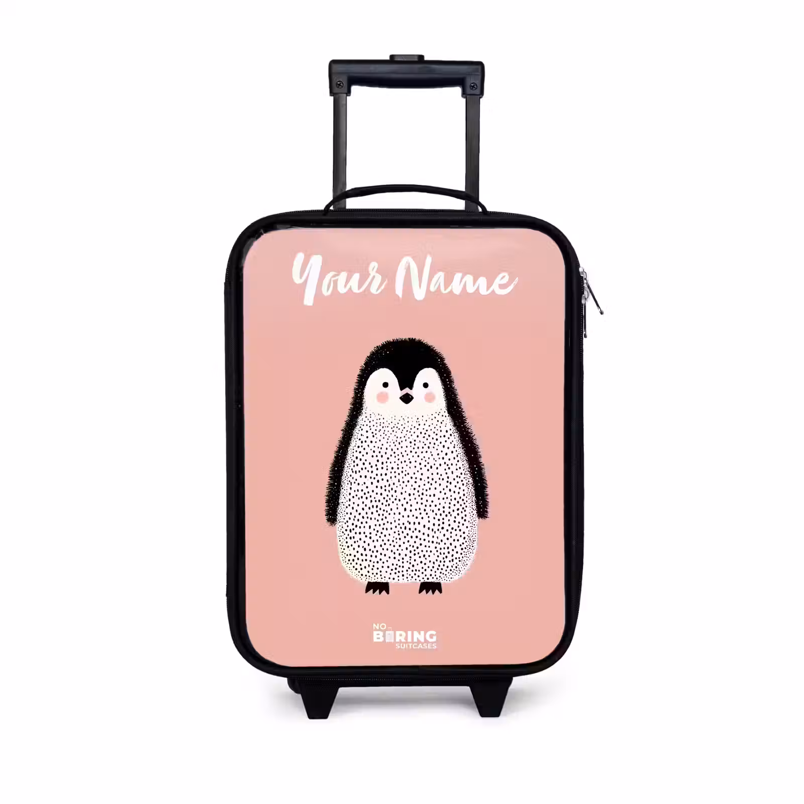 Children's suitcase with name - Penguin - Dots - Pink - Minimalist — 1