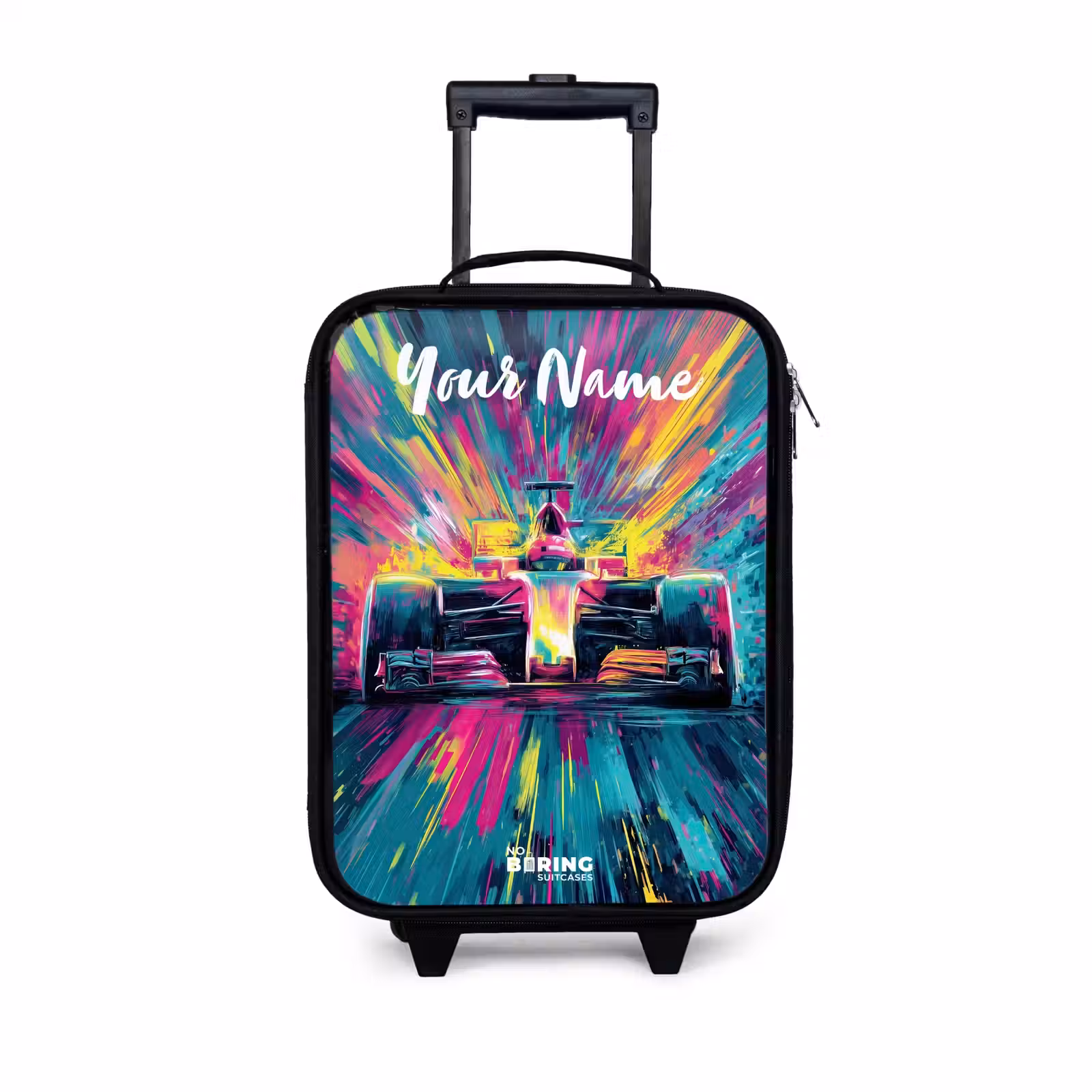 Children's suitcase with name - Race car - Abstract - Stripes - Blue — 1