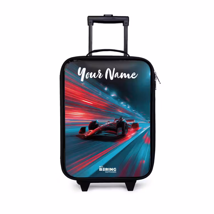 Children's suitcase with name - Formula 1 - Race car - Red - Neon lights — 1