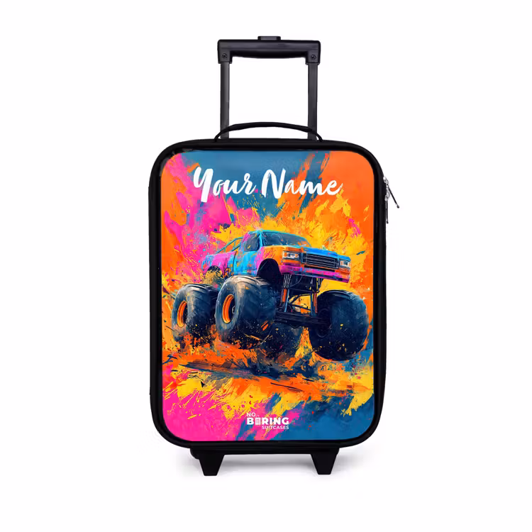 Children's suitcase with name - Monster truck - Abstract - Paint splatters - Colorful — 1