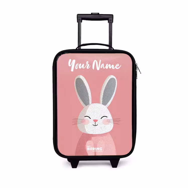 Children's suitcase with name - Rabbit - Blush - Dots - Pink — 1