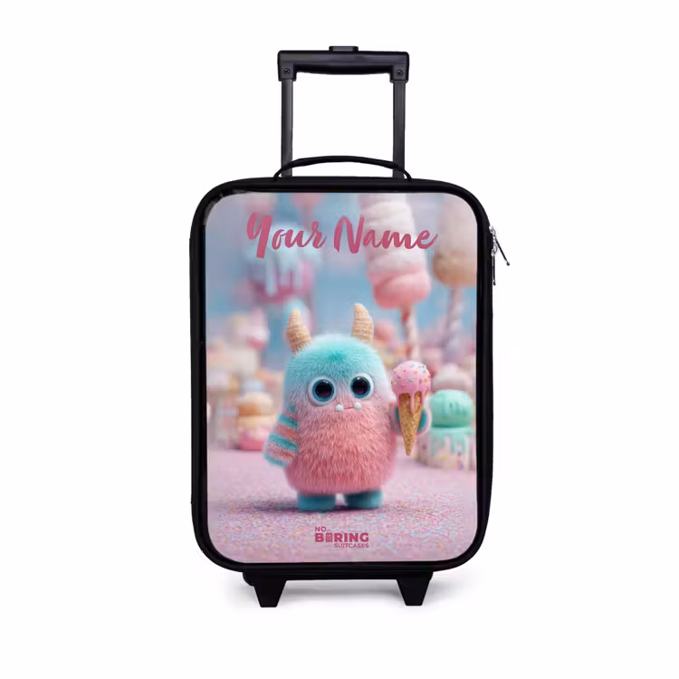 Children's suitcase with name - Sweet Monster Candy Adventure — 1
