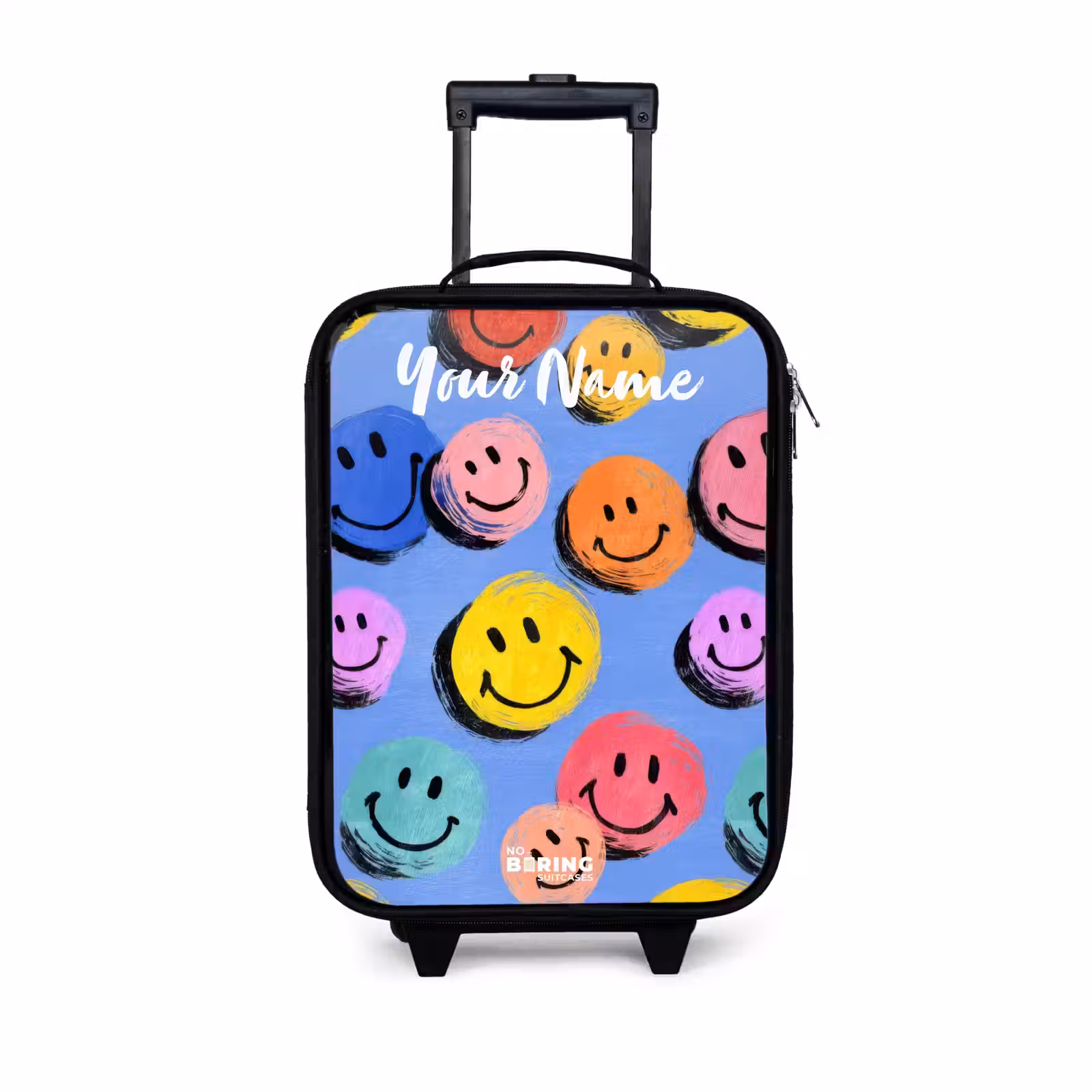 Children's suitcase with name - A playful and artistic pattern of colorful smileys — 1