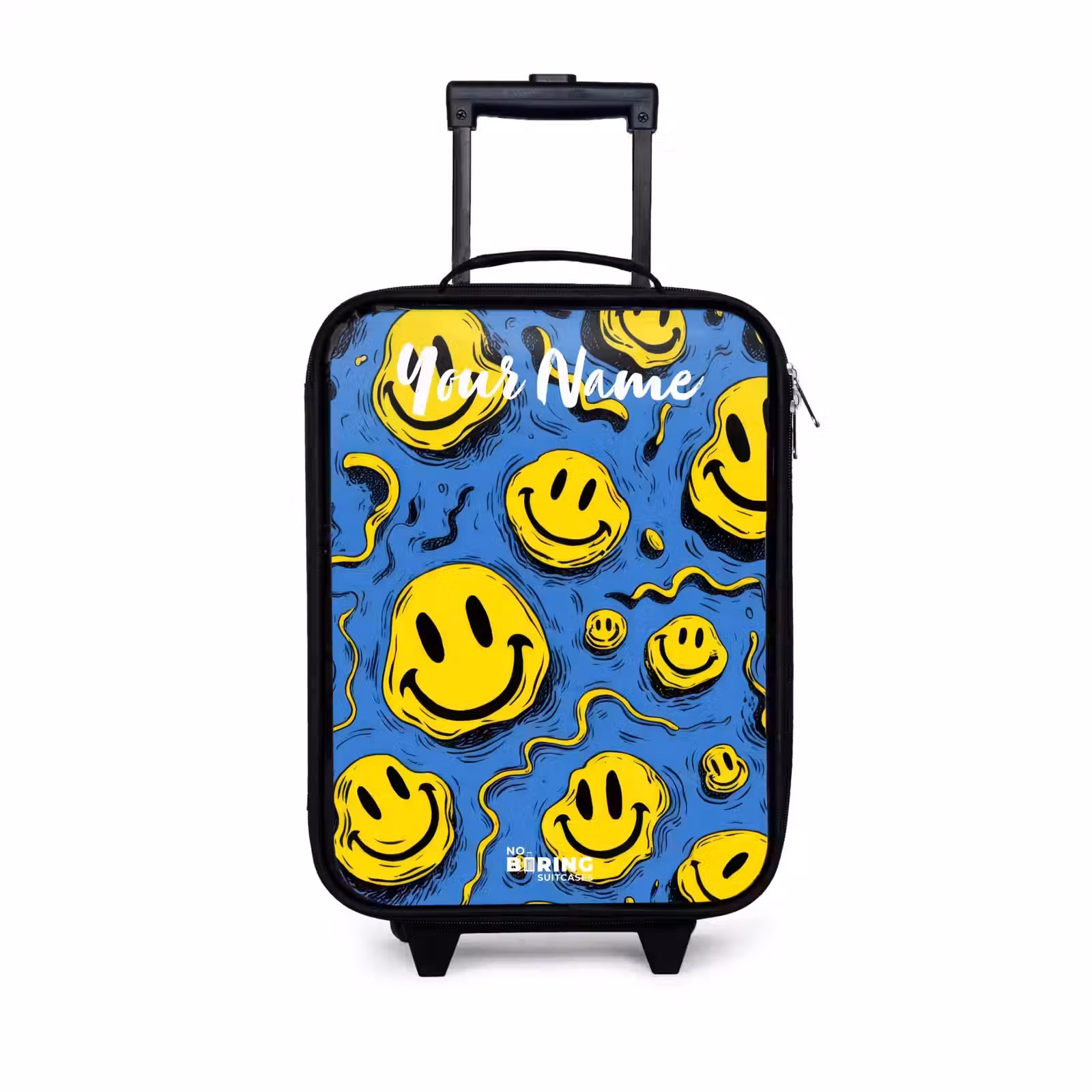 Children's suitcase with name - Smiley - Blue - Yellow — 1