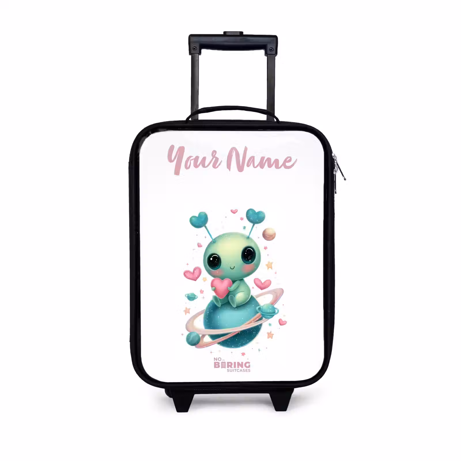 Children's suitcase with name - Sweet alien creature with heart — 1