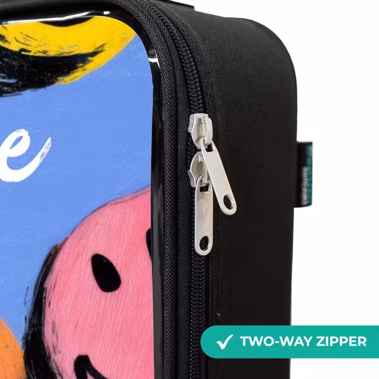 Children's suitcase with name - A playful and artistic pattern of colorful smileys — 5