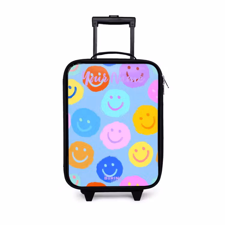 Children's suitcase with name - Cheerful pattern of smileys — 1