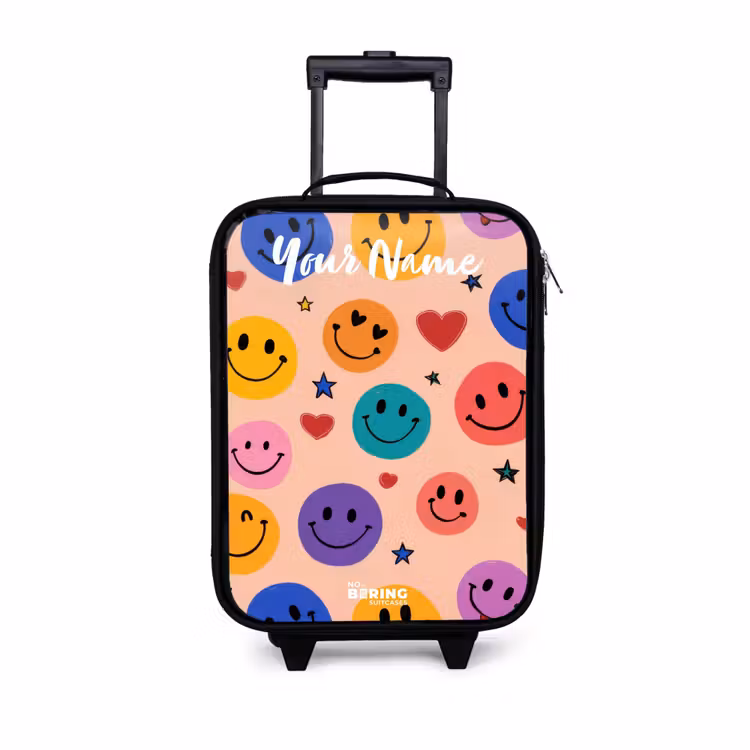 Children's suitcase with name - Cheerful Smiley Pattern — 1