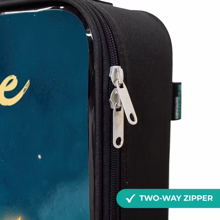 Children's suitcase with name - Green monster on crescent moon — 5