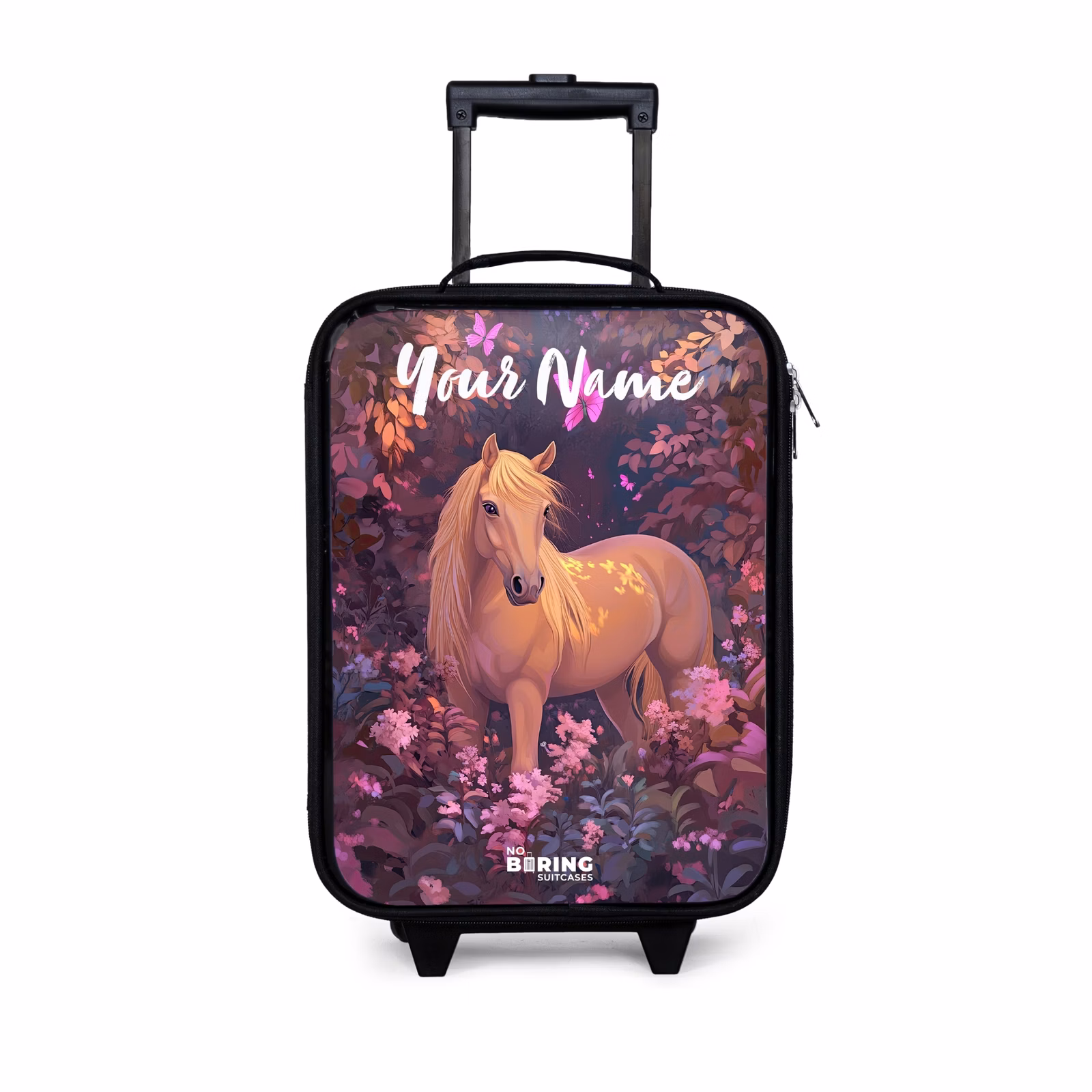 Children's suitcase with name - Horse - Flowers - Purple - Butterfly — 1