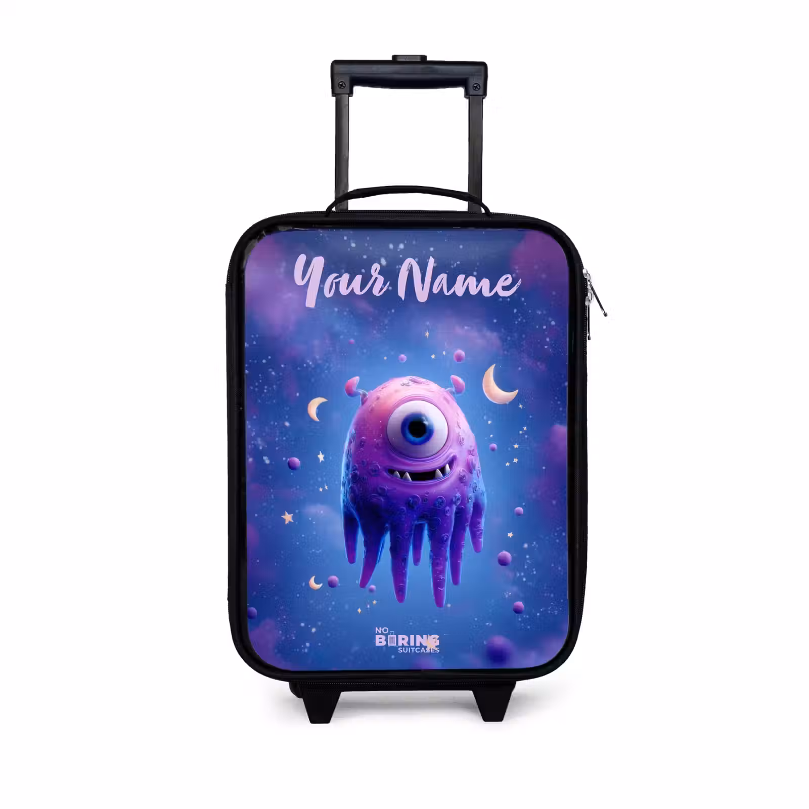 Children's suitcase with name - Merry purple eye in space — 1