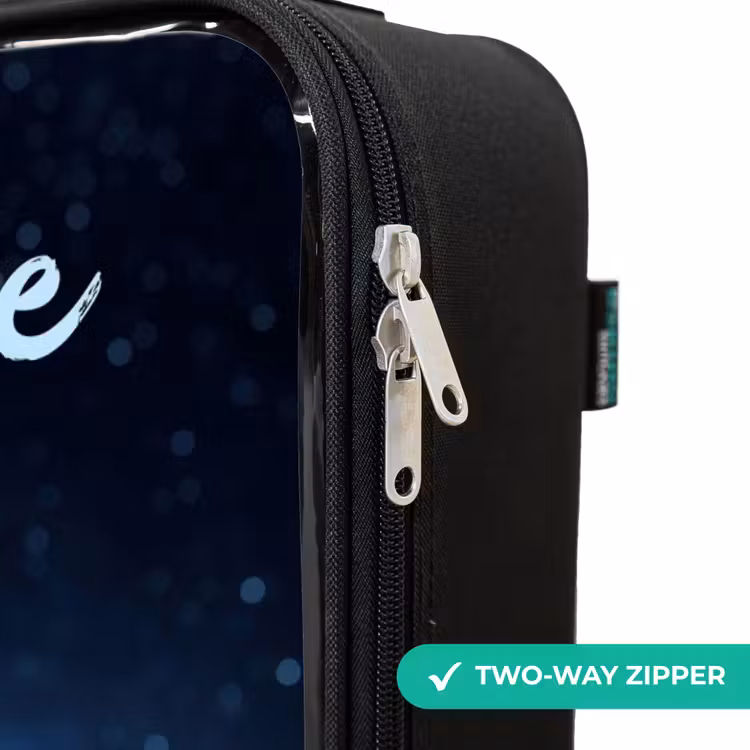 Children's suitcase with name - Blue alien creature under starry sky — 5