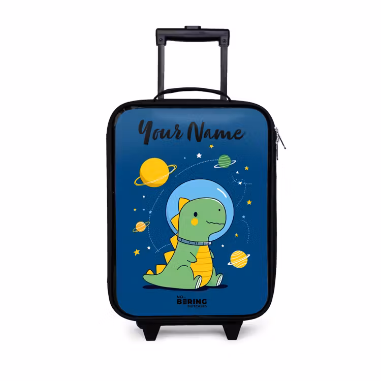 Children's suitcase with name - Dino - Planet - Star - Blue — 1