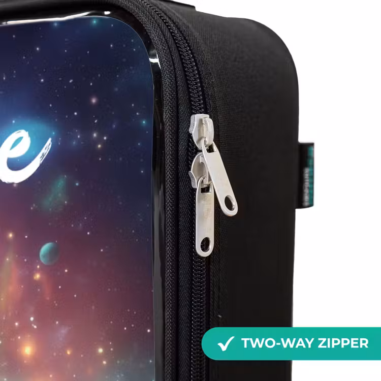 Children's suitcase with name - Green alien creature on lunar landscape — 5