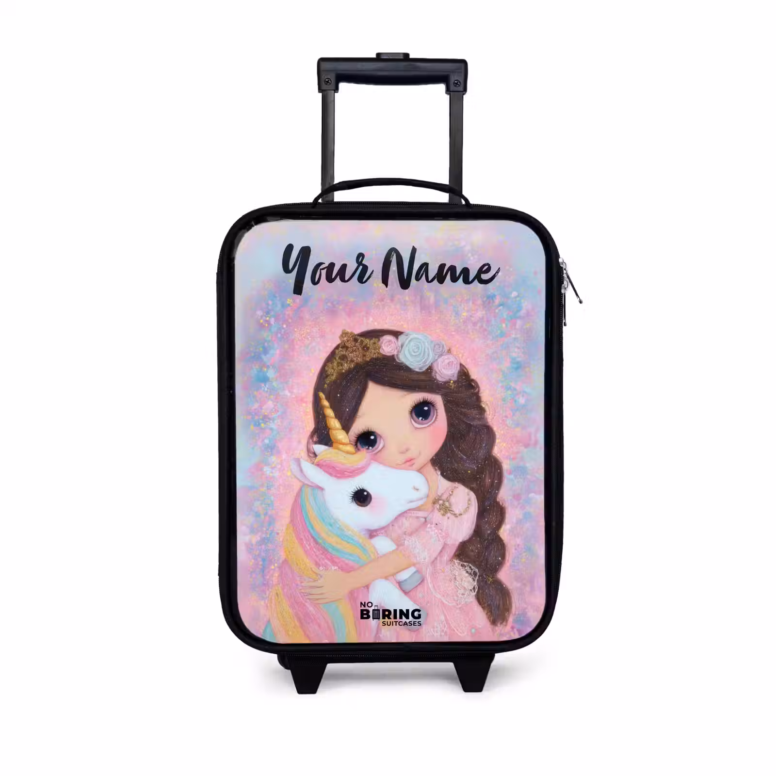 Children's suitcase with name - Girl - Unicorn - Glitter — 1