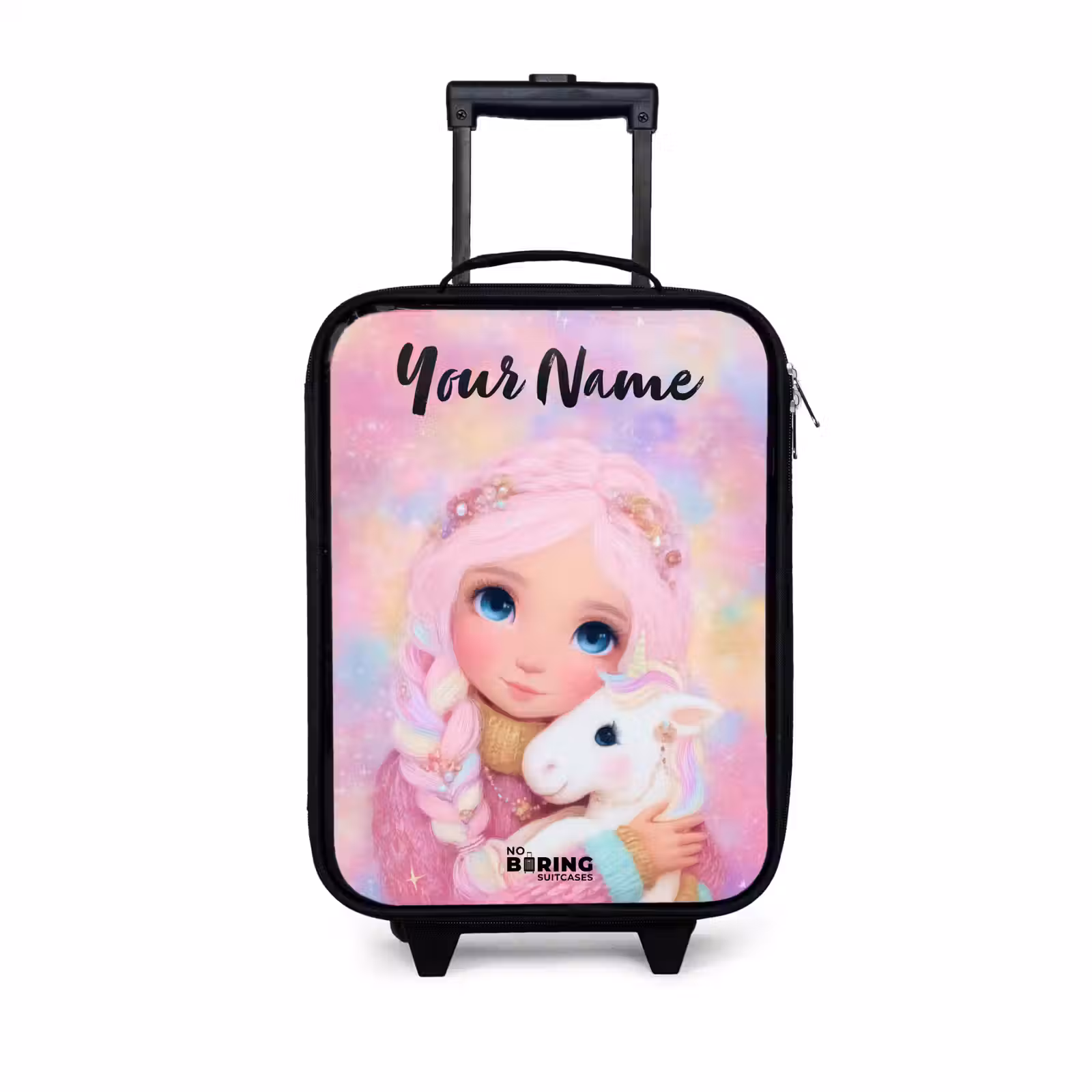 Children's suitcase with name - Girl - Unicorn - Pink — 1