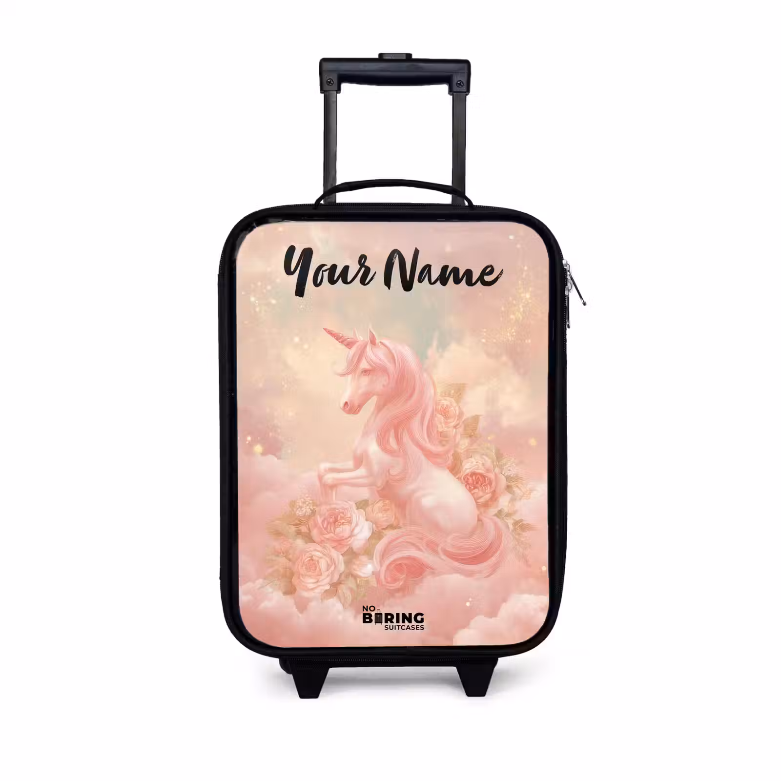 Children's suitcase with name - Unicorn - Clouds - Pink — 1