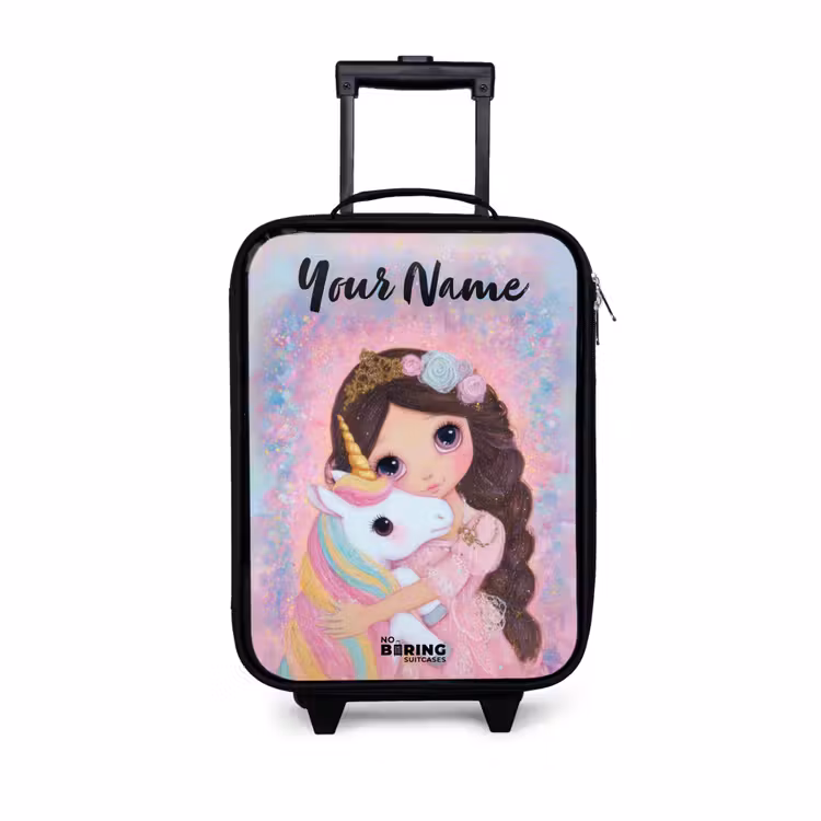 Children's suitcase with name - Girl - Unicorn - Glitter — 1