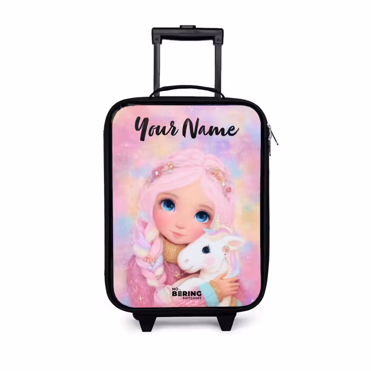 Children's suitcase with name - Girl - Unicorn - Pink — 1