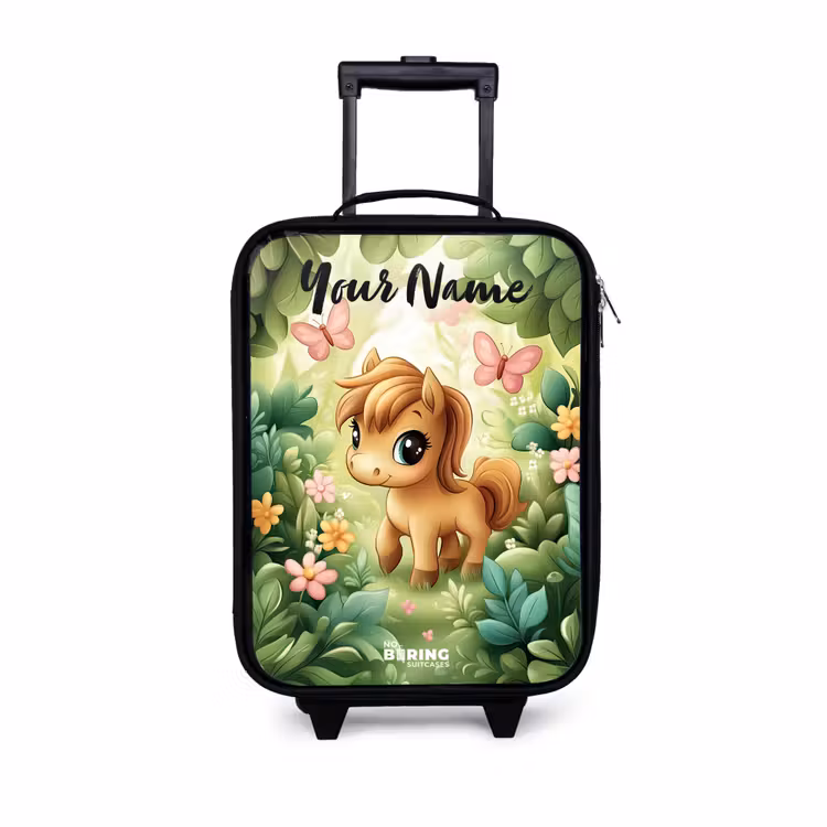 Children's suitcase with name - Horse - Flowers - Butterflies — 1