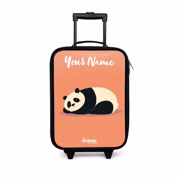 Children's suitcase with name - Panda - Sleeping - Orange — 1