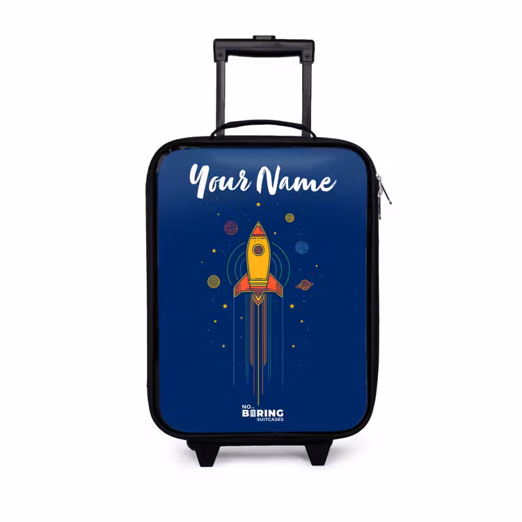 Children's suitcase with name - Rocket - Planets - Stars — 1
