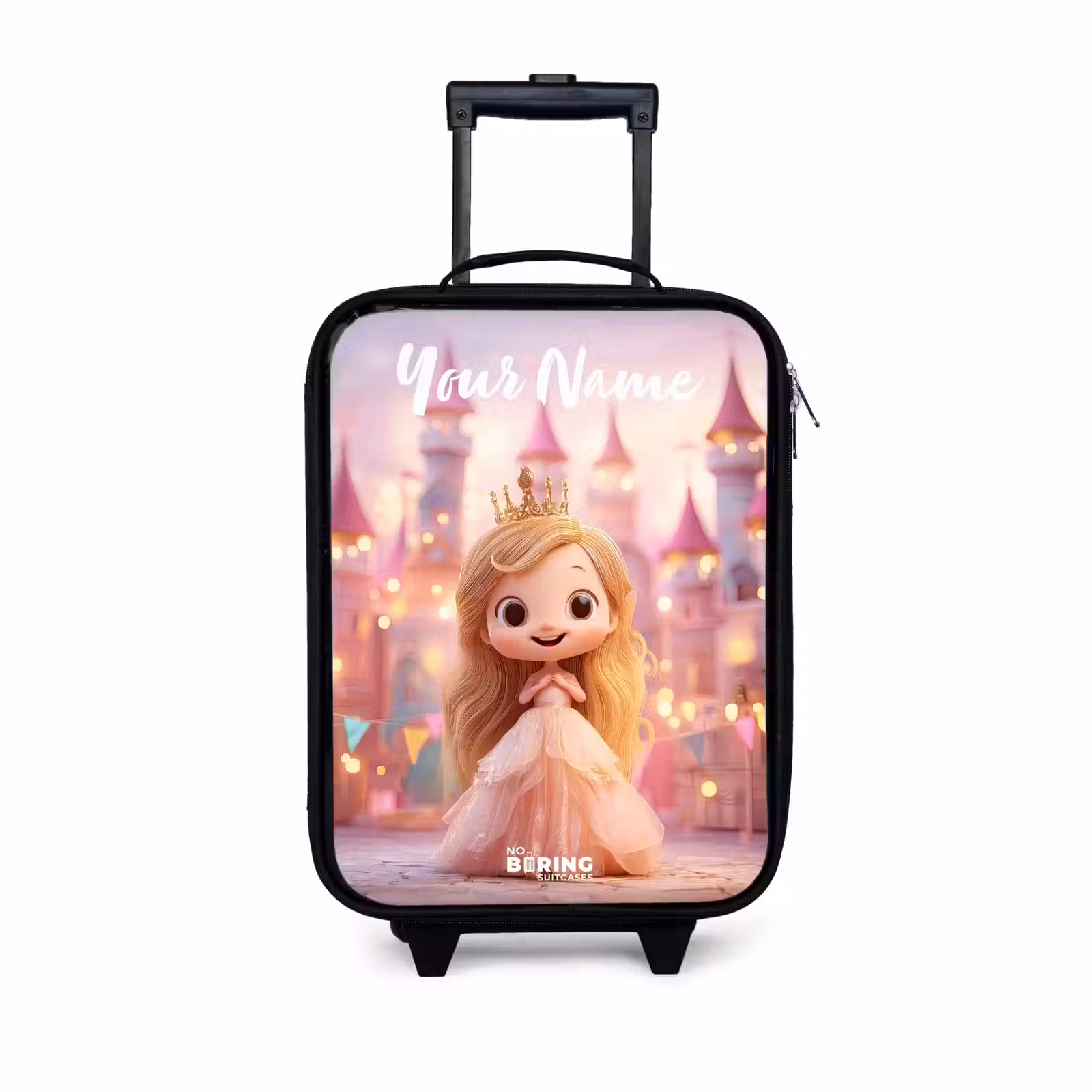 Children's suitcase with name - Princess - Pink - Castle — 1