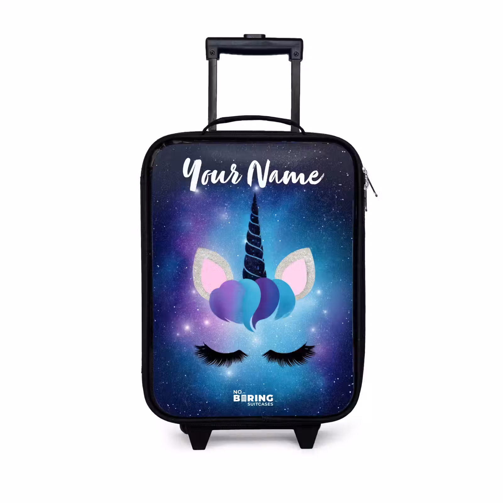 Children's suitcase with name - Unicorn - Stars - Blue — 1