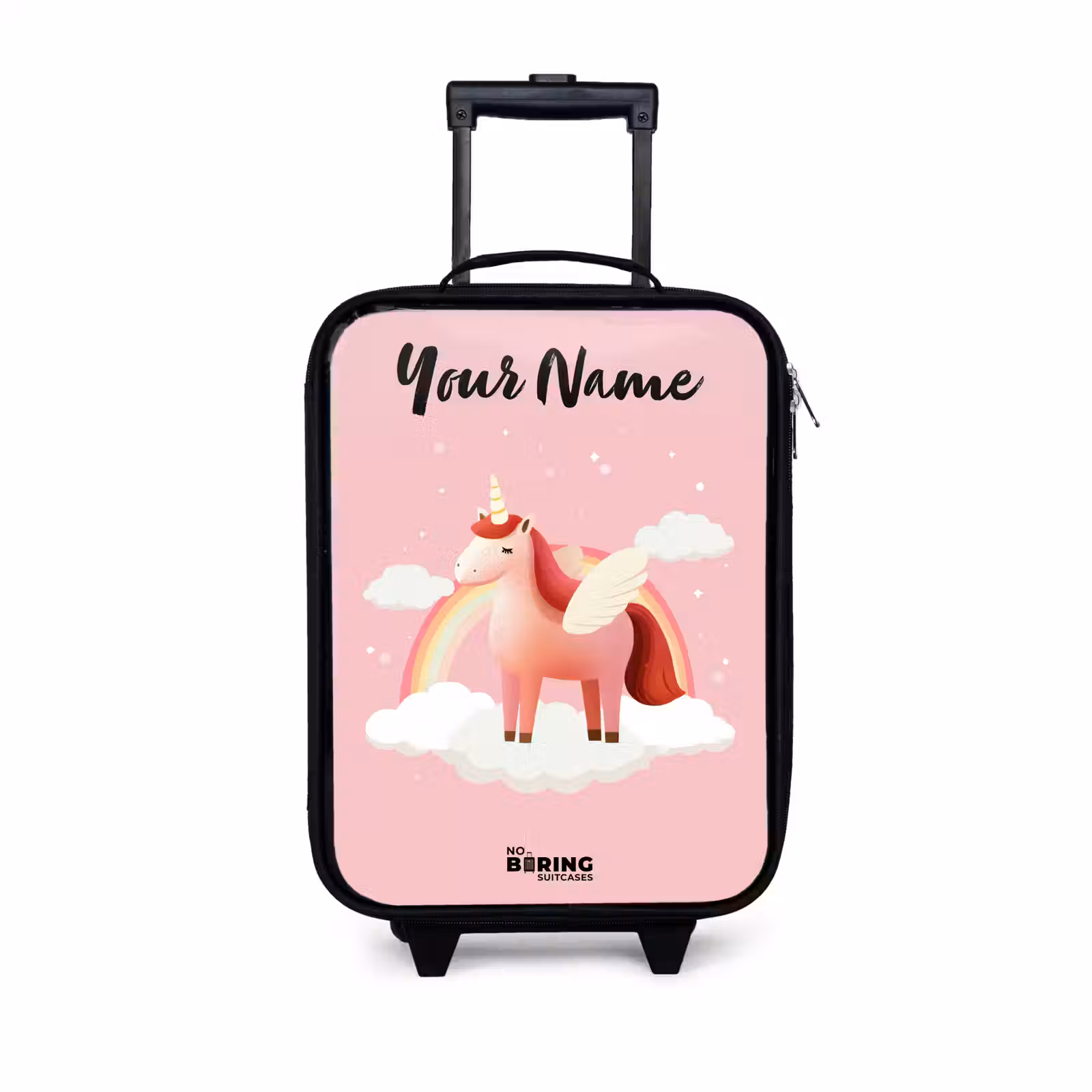 Children's suitcase with name - Unicorn - Wings - Pink - Rainbow — 1